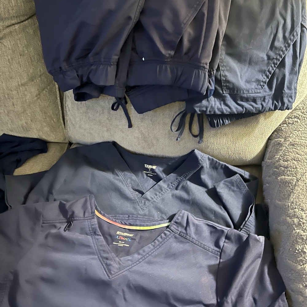 Lot of 5. Women’s Scrubstar Ultimate Navy/ Dark Blue Scrub Tops and Pants